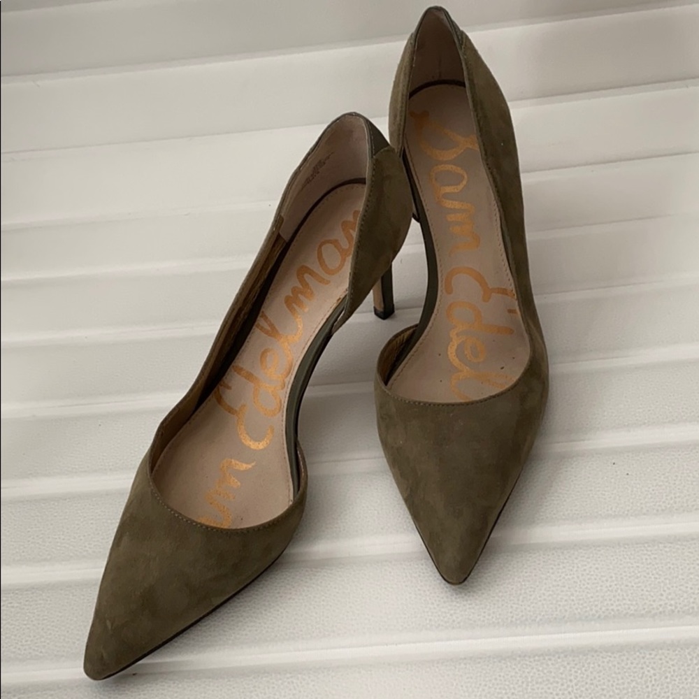 Sam Edelman D’orsay olive green low heels
